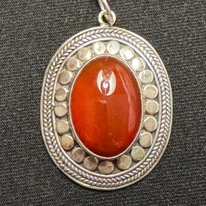 925 Sterling Carnelian Oval Pendant